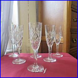 6 flûtes à champagne en cristal saint louis modèle chantilly signée 3