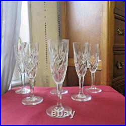 6 flûtes à champagne en cristal saint louis modèle chantilly signée 3