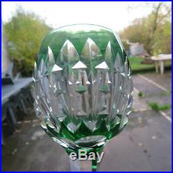 6 grand verres roemer en cristal de saint louis de couleur verte signé H 23,8 cm