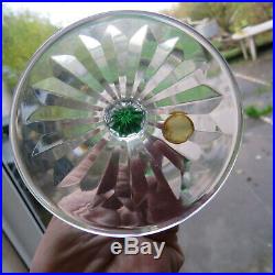 6 grand verres roemer en cristal de saint louis de couleur verte signé H 23,8 cm