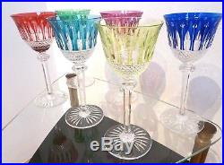 6 grands verres à eau de couleur en cristal SAINT LOUIS modèle TOMMY