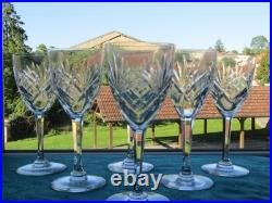 6 grands verres à eau en cristal de saint louis modèle chantilly 18,5 cm signé