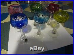 6 très beaux verres en cristal de st louis de couleur 2 signés avec etiquettes