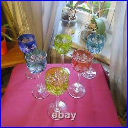 6 verre roemer de couleur en cristal doublé de saint louis H 19,7 modèle tivoli