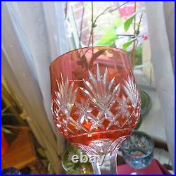 6 verre roemer de couleur en cristal doublé de saint louis H 19,7 modèle tivoli