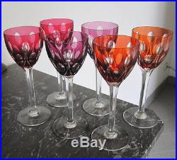 6 verres Roemers en cristal doublé de saint Louis Vic