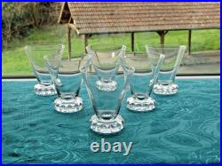 6 verres a apéritif en cristal de saint louis signé H 7,9 cm modèle diamant