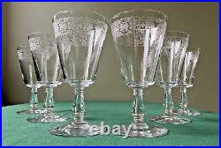 6 verres à eau cristal Baccarat Saint-Louis/Frise Fleurs Art Nouveau/H 15,5 cm