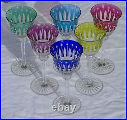 6 verres à eau cristal de couleur Saint Louis modèle Tommy (prix pour 6 verres)