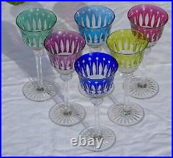 6 verres à eau cristal de couleur Saint Louis modèle Tommy (prix pour 6 verres)