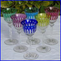 6 verres à eau cristal de couleur Saint Louis modèle Tommy (prix pour 6 verres)