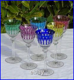 6 verres à eau cristal de couleur Saint Louis modèle Tommy (prix pour 6 verres)