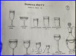 6 verres à eau en cristal de Saint Louis gravure similaire au service ROTY