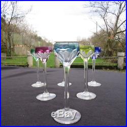 6 verres à liqueur cristal de saint louis de couleur modèle bristol signé