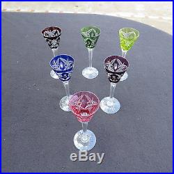 6 verres à liqueur en cristal de saint louis de couleur différente lot 2