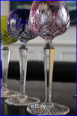 6 verres à pied en cristal taillé et teinté SAINT LOUIS