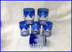 6 verres à thé en cristal taillé doublé bleu 8cm Overlay Gobelets no saint louis