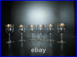 6 verres à vin blanc porto cristal or doré Saint ST Louis modèles Roty 11,5 cm