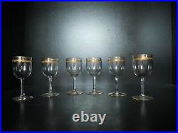 6 verres à vin blanc porto cristal or doré Saint ST Louis modèles Roty 11,5 cm