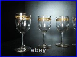 6 verres à vin blanc porto cristal or doré Saint ST Louis modèles Roty 11,5 cm