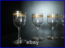 6 verres à vin blanc porto cristal or doré Saint ST Louis modèles Roty 11,5 cm
