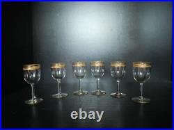 6 verres à vin blanc porto cristal or doré Saint ST Louis modèles Roty 11,5 cm