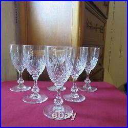 6 verres a vin cristal de saint louis signé modèle Massenet taillé h 13 cm A