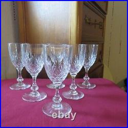 6 verres a vin cristal de saint louis signé modèle Massenet taillé h 13 cm A