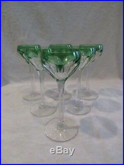 6 verres à vin cristal saint louis overlay vert bristol crystal wine glasses
