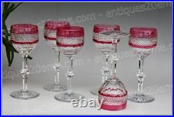 6 verres à vin du Rhin (Roemer) en cristal de Saint Louis modèle Trianon NEUFS