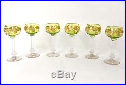 6 verres à vin du Rhin cristal taillé Saint-Louis couleur dorure XIXème