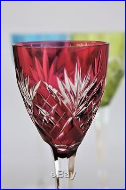 6 verres à vin du Rhin en cristal de couleur Saint Louis Chantilly