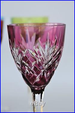 6 verres à vin du Rhin en cristal de couleur Saint Louis Chantilly