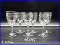 6 verres à vin en Cristal de SAINT-LOUIS modéle NOEL, H 13,2 cm