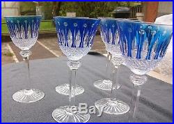 6 verres a vin roemer en cristal de saint louis modèle tommy bleu H 19,7 cm