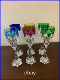 6 verres couleurs modèle Chambord en cristal de Saint Louis (prix à la pièce)