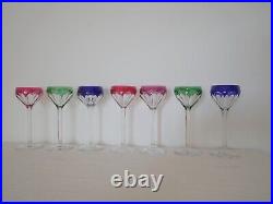 6 verres cristal à vin blanc Rhin overlay couleur Saint ST Louis Joseph Bristol