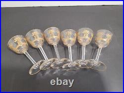 6 verres cristal liqueur taillé gravé dorure or Baccarat ou Saint Louis H 8.8 cm