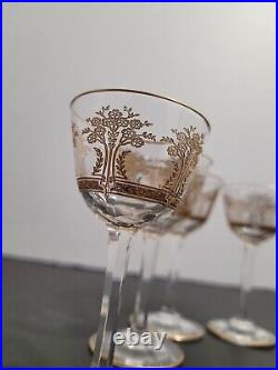 6 verres cristal liqueur taillé gravé dorure or Baccarat ou Saint Louis H 8.8 cm