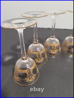 6 verres cristal liqueur taillé gravé dorure or Baccarat ou Saint Louis H 8.8 cm