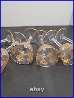 6 verres cristal liqueur taillé gravé dorure or Baccarat ou Saint Louis H 8.8 cm