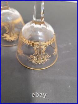 6 verres cristal liqueur taillé gravé dorure or Baccarat ou Saint Louis H 8.8 cm