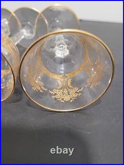 6 verres cristal liqueur taillé gravé dorure or Baccarat ou Saint Louis H 8.8 cm