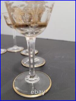 6 verres cristal liqueur taillé gravé dorure or Baccarat ou Saint Louis H 8.8 cm