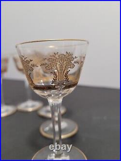 6 verres cristal liqueur taillé gravé dorure or Baccarat ou Saint Louis H 8.8 cm