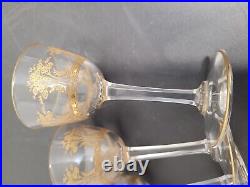 6 verres cristal liqueur taillé gravé dorure or Baccarat ou Saint Louis H 8.8 cm