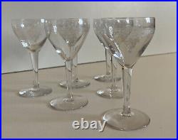 6 verres en Cristal gravé Année 50/60 Saint Louis