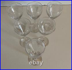 6 verres en Cristal gravé Année 50/60 Saint Louis