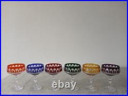 6 verres en cristal de couleur H 13,5CM 20CL (décor STYLE tommy de st louis)