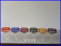 6 verres en cristal de couleur H 13,5CM 20CL (décor STYLE tommy de st louis)